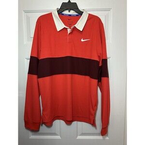 Size L Nike Court Advantage Slam Light Crimson Long Sleeve Polo IB8141-696 NEW